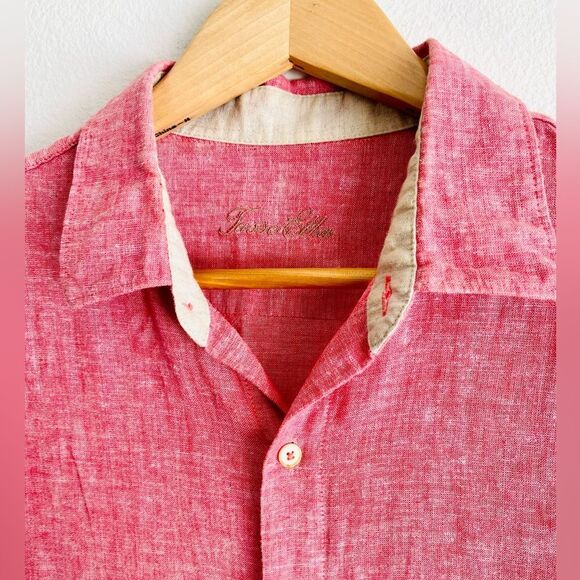 Tasso Elba Island Linen Blend Button Shirt Men's XL Teal Long Roll Tab Sleeve - Picture 3 of 6